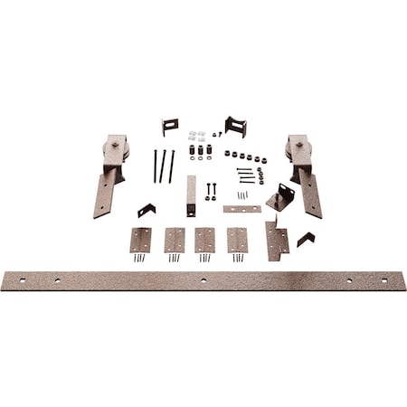 Ekena Millwork Barnfold J-Strap 2-Door Hardware Set for 1 1/4" to 1 3/8" Doors with 32" Track, Copper Vein GB6007M2D32CV